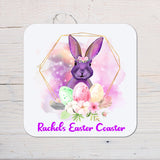 Easter Bunny Coaster personalised with any Wording, Message - ideal for the Dinner Table for your Easter Dinner - Rainbowprint.uk