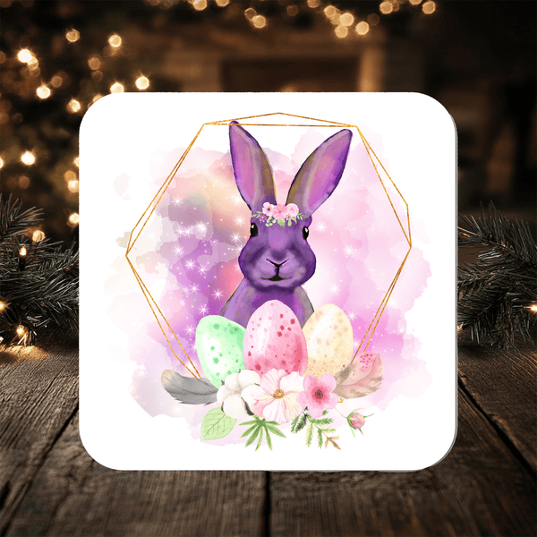 Easter Bunny Coaster personalised with any Wording, Message - ideal for the Dinner Table for your Easter Dinner - Rainbowprint.uk