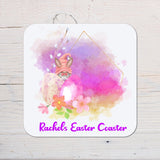 Easter Personalised Coaster personalised with any Wording, Message - lovely gift - Rainbowprint.uk