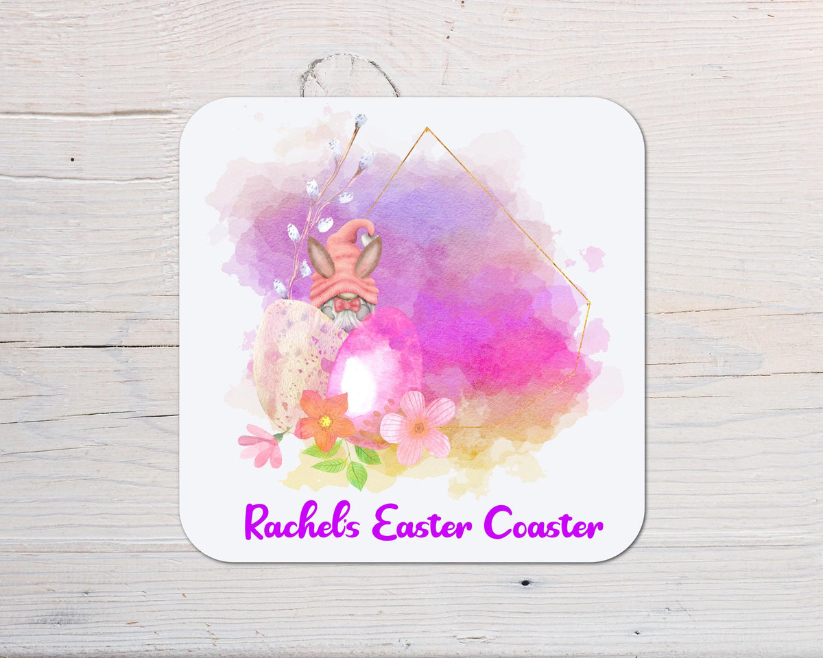 Easter Personalised Coaster personalised with any Wording, Message - lovely gift - Rainbowprint.uk