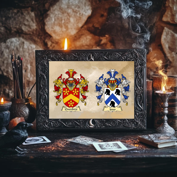 Family Crest 11oz White Mug: printed with 2 different Crests (ideal for couples) - Rainbowprint.uk