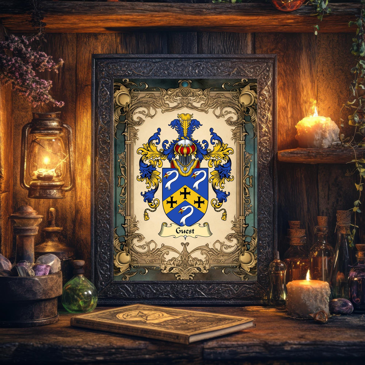 Family Crest Coasters, Personalised Heraldry Gift (Set of 4) - Rainbowprint.uk