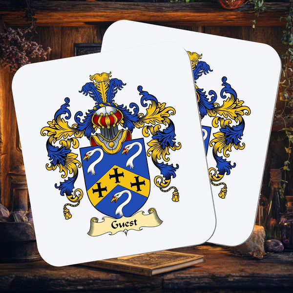 Family Crest Coasters, Personalised Heraldry Gift (Set of 4) - Rainbowprint.uk