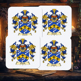 Family Crest Coasters, Personalised Heraldry Gift (Set of 4) - Rainbowprint.uk