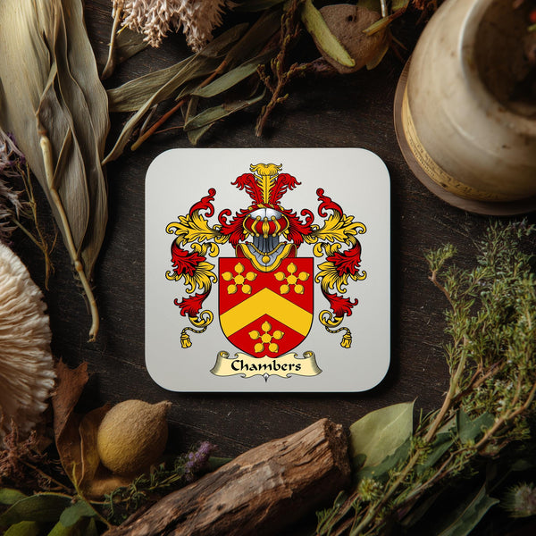 Family Crest Coasters: Set of 2, Heraldry Art, Surname Gift - Rainbowprint.uk