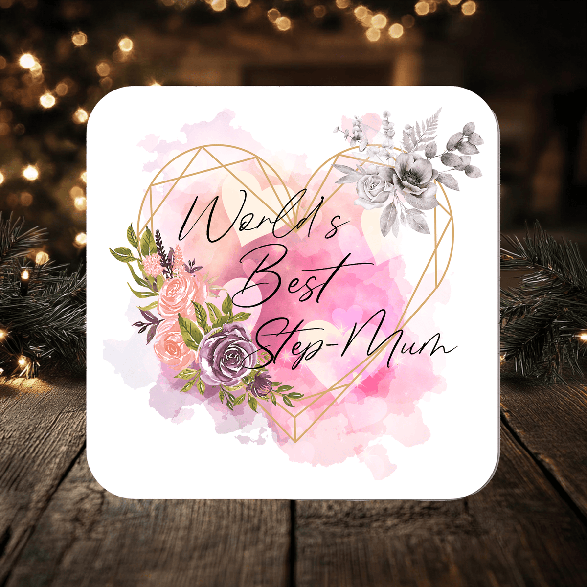 Floral Step Mum Coaster, Mother's Day Gift, Personalised Tea Cup Coaster - Rainbowprint.uk
