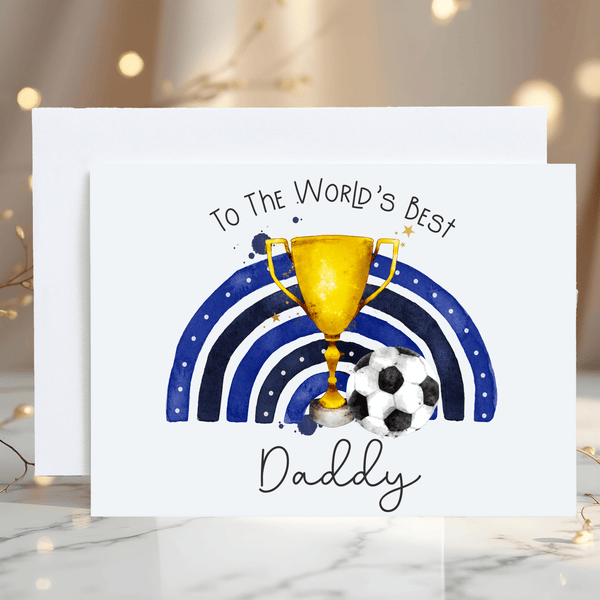 Football Blue Card For The World's Best Daddy Greeting Card Personalised - Rainbowprint.uk