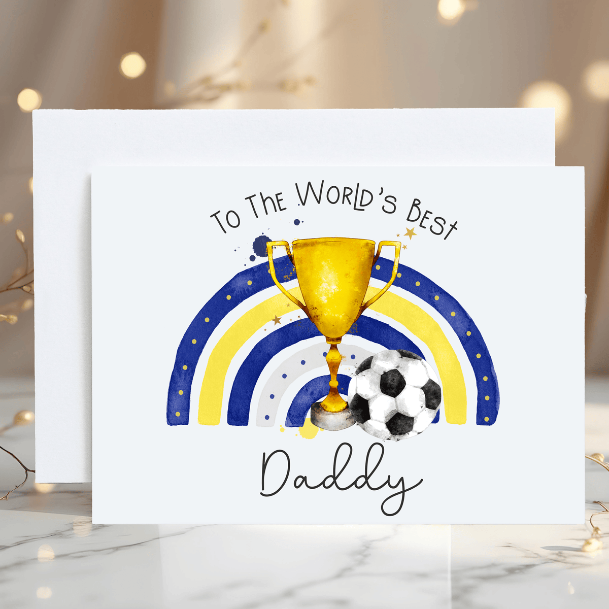 Football Card Blue Yellows Oxford United Best Daddy Greetings Card - Rainbowprint.uk