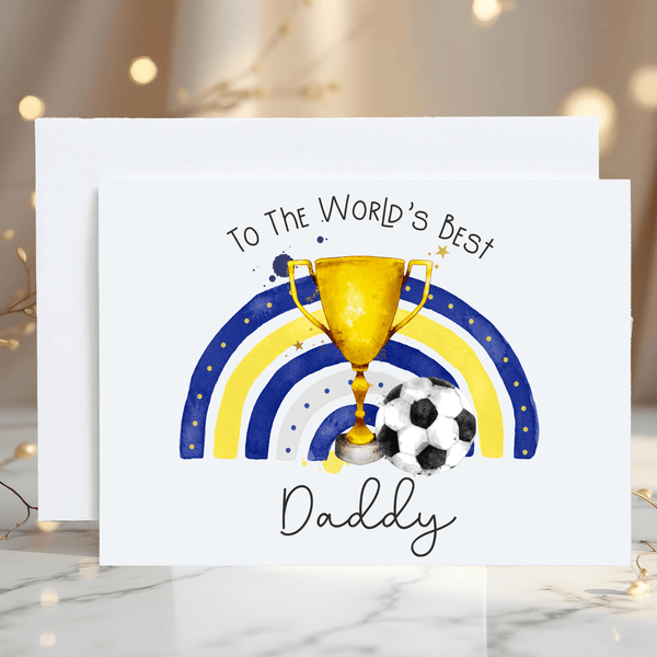 Football Card Blue Yellows Oxford United Best Daddy Greetings Card - Rainbowprint.uk