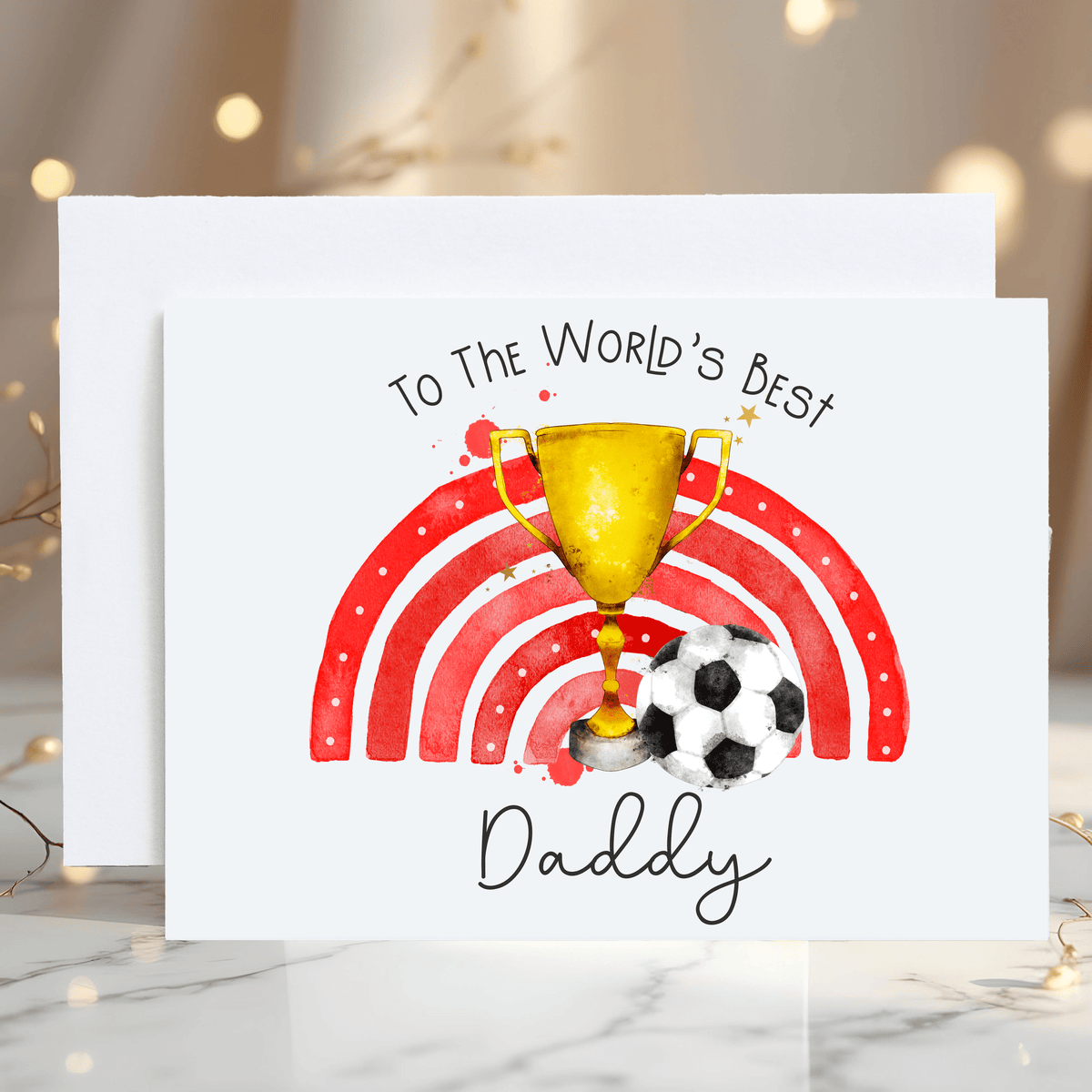 Football Card Red For The World's Best Daddy Greetings Card Personalised - Rainbowprint.uk