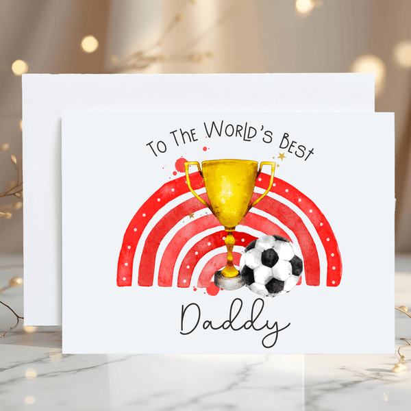 Football Card Red For The World's Best Daddy Greetings Card Personalised - Rainbowprint.uk