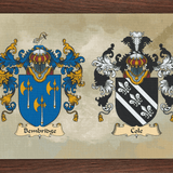 Framed Couples Gift Double Coat of Arms Wall Art Decor Print: your Family Crests - Rainbowprint.uk