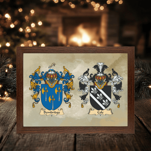 Framed Couples Gift Double Coat of Arms Wall Art Decor Print: your Family Crests - Rainbowprint.uk
