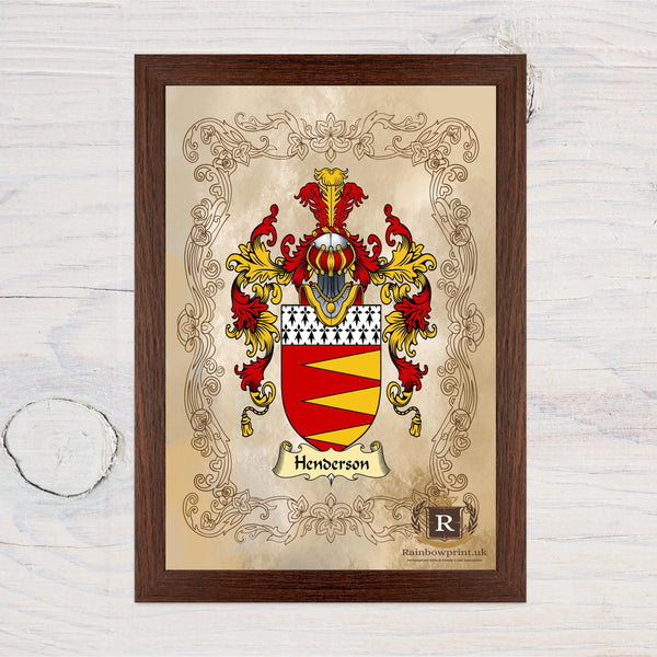 Framed Print Family Crest Print: Personalised Heraldry Wall Art Gift - Rainbowprint.uk
