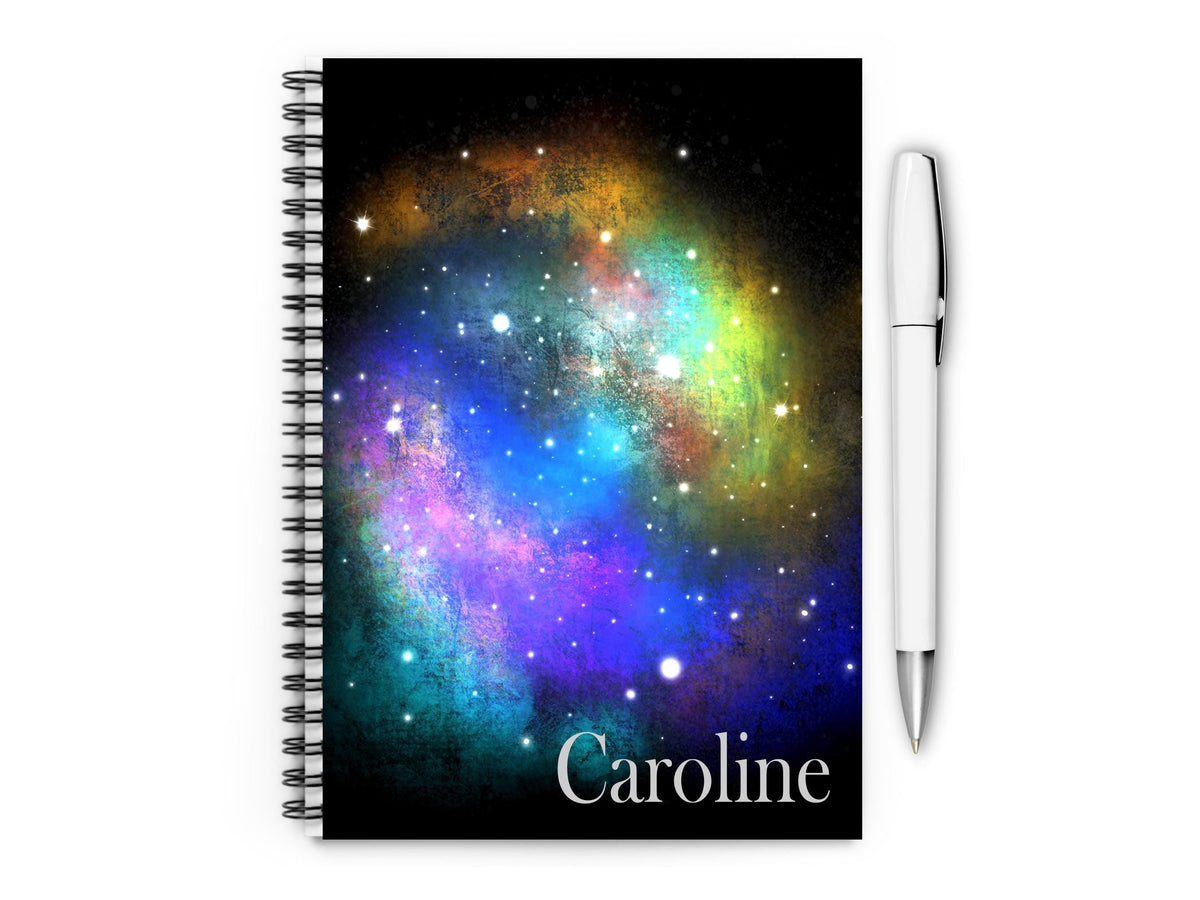Galaxy A5 Notebook, spiral bound, Space, Planets, Universe, Perfect Christmas or Birthday Gift, Secret Santa, Personalised if required - Rainbowprint.uk