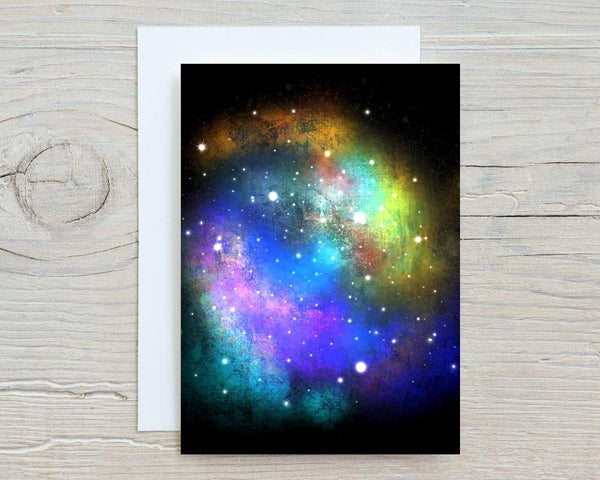 Galaxy Space Themed Greetings Card: can be personalised - Rainbowprint.uk