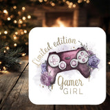 Gamer Girl Limited Edition Lilac Coaster Gift: personalised with any wording - Gamers, Gaming - Rainbowprint.uk