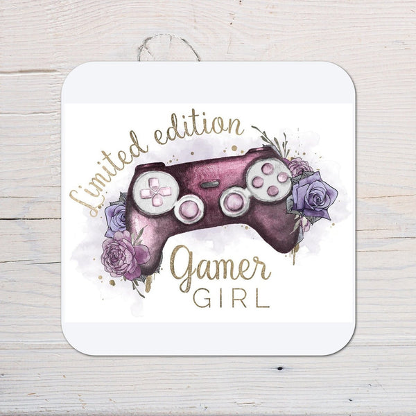 Gamer Girl Limited Edition Lilac Coaster personalised with any wording - Gamers, Gaming - Rainbowprint.uk