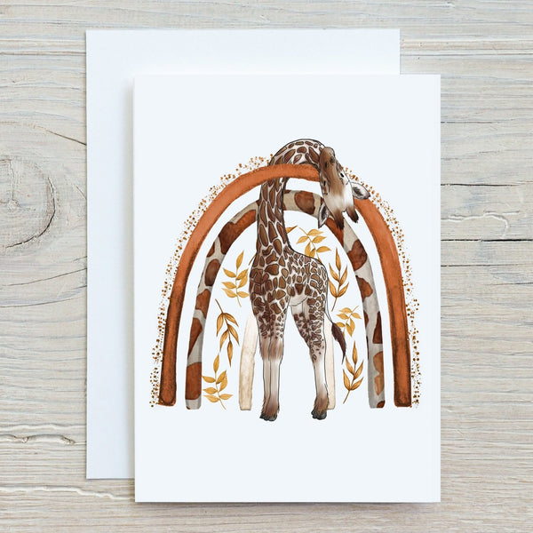 Giraffe Family Personalised A5 Glossy Greetings Card - Rainbowprint.uk