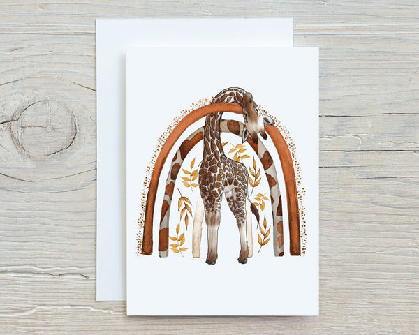 Giraffe Family Personalised A5 Glossy Greetings Card - Rainbowprint.uk