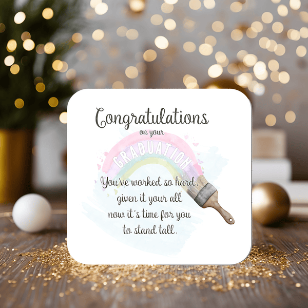 Graduation Congratulations Coaster personalised with any wording - Rainbowprint.uk