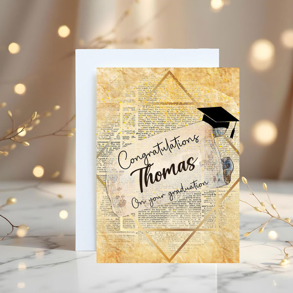 Graduation Greetings Card, Personalised, Graduate, University, Congratulations, Degree, Blank Inside - Rainbowprint.uk