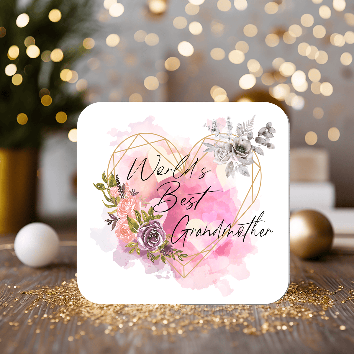 Grandmother Coaster Gift: can be personalised - Rainbowprint.uk