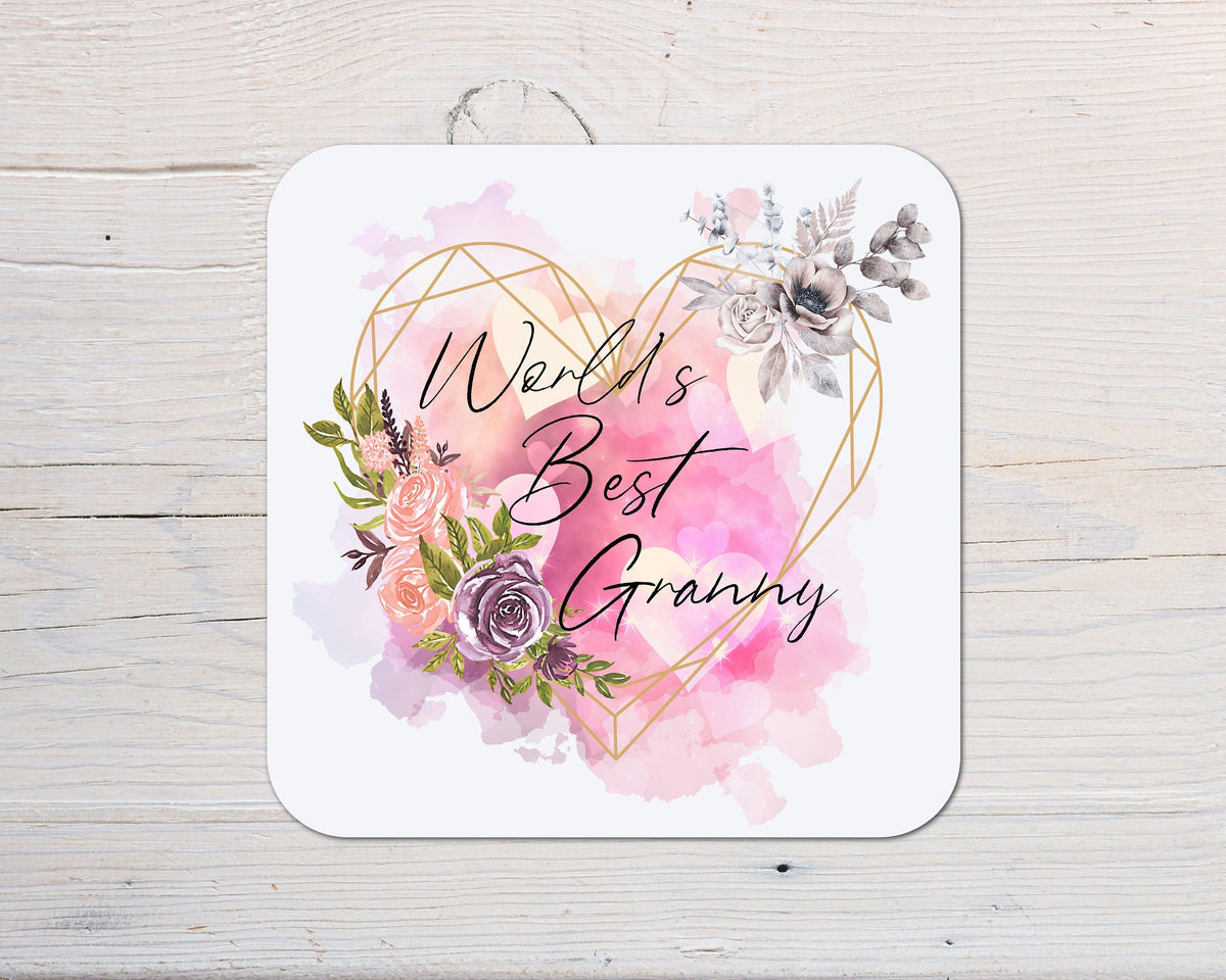 Granny Coaster Gift: can be personalised - Rainbowprint.uk