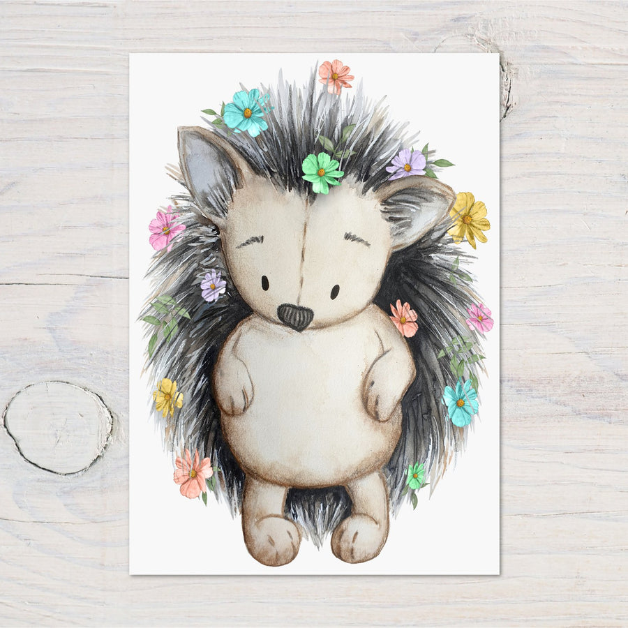 Happy Hedgehog Personalised A4 Glossy Wall Art Print - Rainbowprint.uk