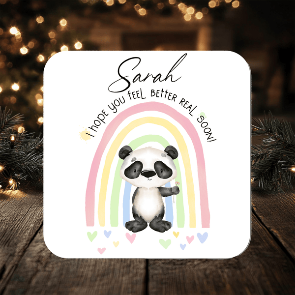 Hope You Feel Better Soon Coaster personalised with any Wording, Message - ideal gift to say get well soon, little gift - Rainbowprint.uk