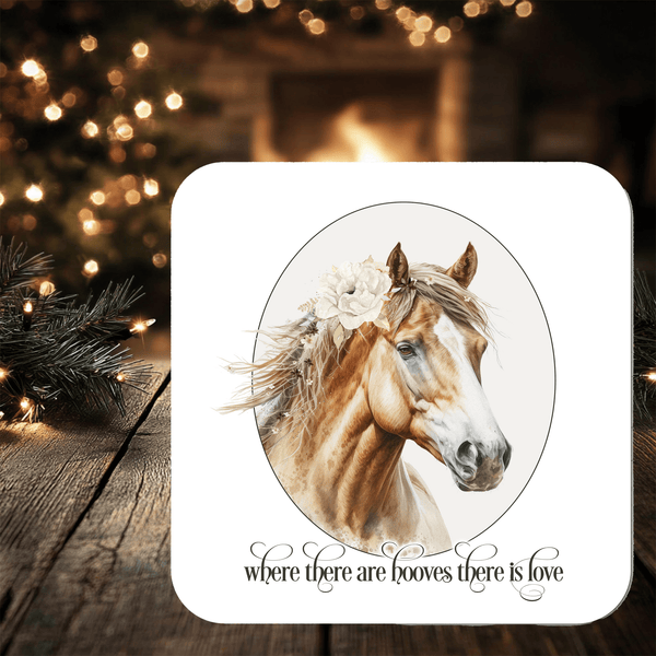 Horse with Florals Coaster: can be personalised - Rainbowprint.uk