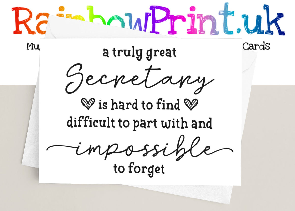 A Truly Great Secretary Glossy A5 Personalised Greetings Card, Birthday, Motivational, Leaving Card, Thank You Administrator, Office PA