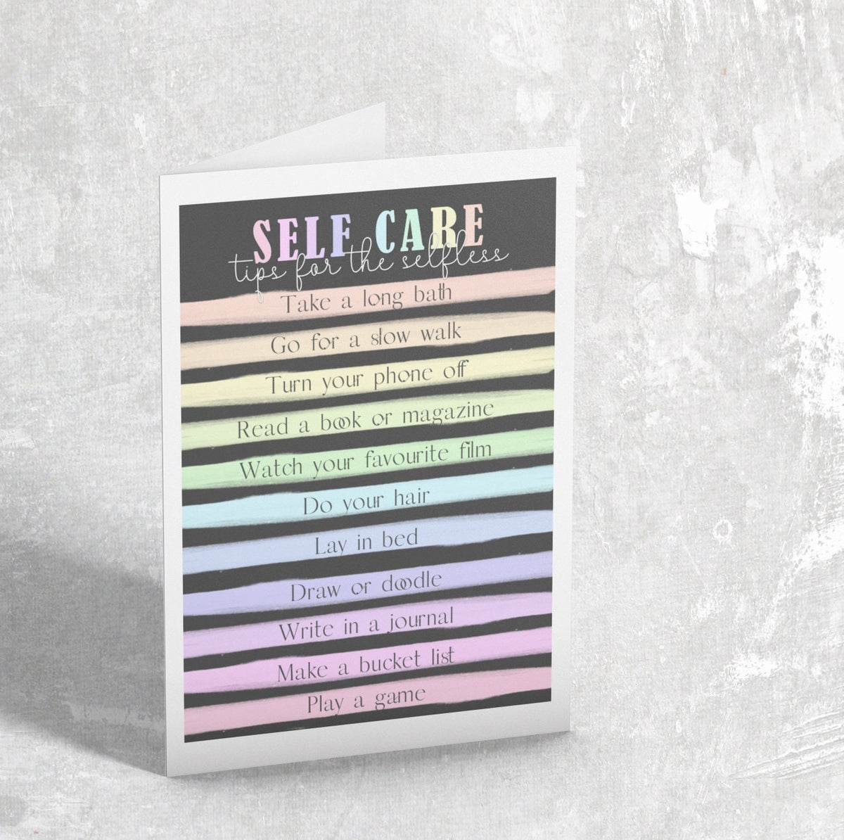 Self-Care Motivational A5 Greetings Card, Birthdays, Motivating, Get Well, Any Occasion