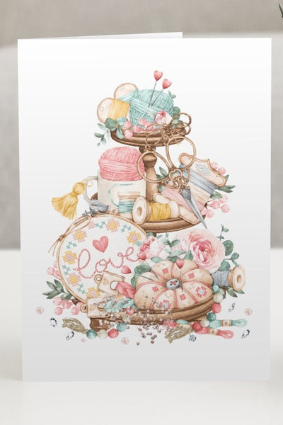 Sewing Enthusiasts Greetings Card: Personalised with Any Name on the front