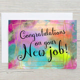 Congratulations New Job Greetings Card, Personalised with any name on the front