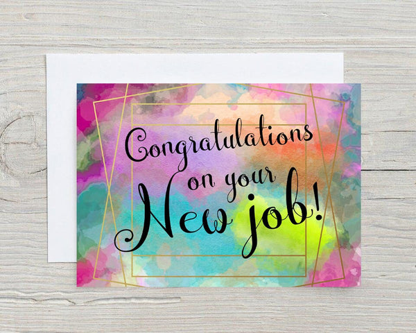 Congratulations New Job Greetings Card, Personalised with any name on the front