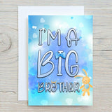 Big Brother, I'm A Big Brother, Personalised Glossy A5 Greetings Card, New Baby, Birth, Blank Inside