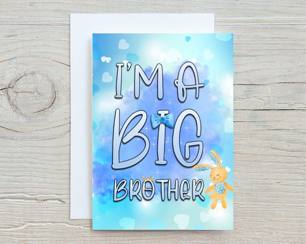Big Brother, I'm A Big Brother, Personalised Glossy A5 Greetings Card, New Baby, Birth, Blank Inside