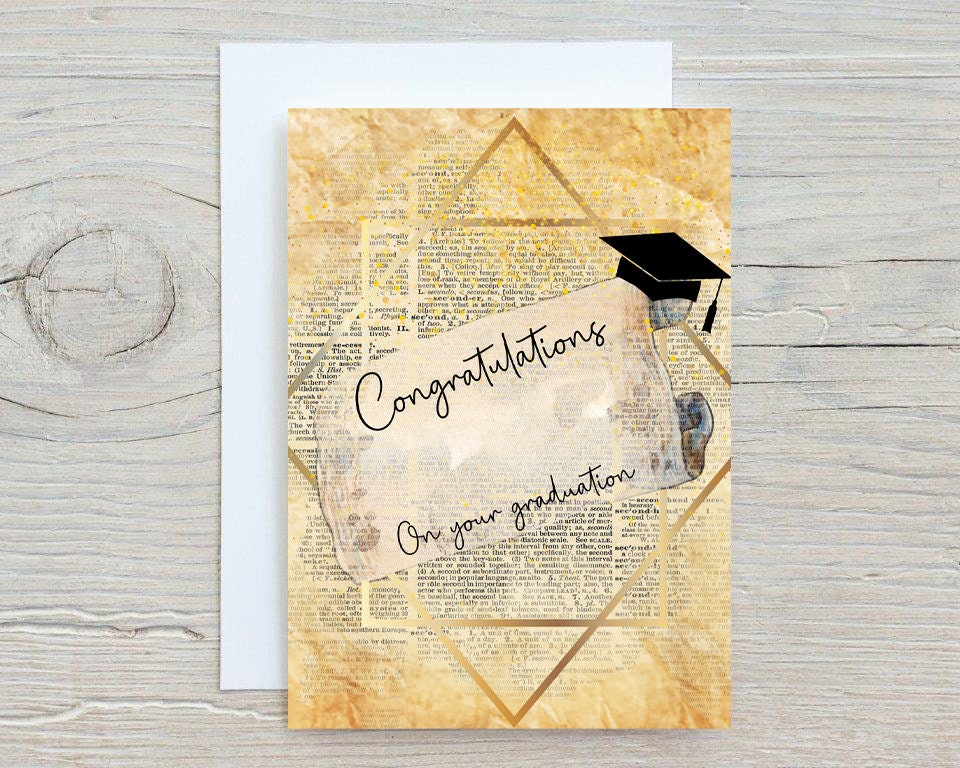 Graduation Greetings Card, Personalised, Graduate, University, Congratulations, Degree, Blank Inside