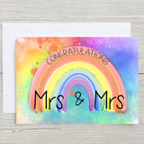 Mrs & Mrs, Congratulations Personalised Glossy A5 Greetings Card, Wedding, Anniversary, LGBTQ, Blank Inside