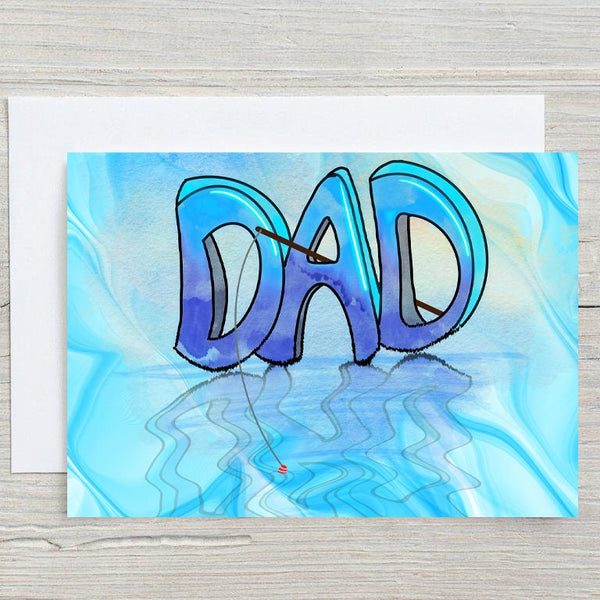 Fishing Dad, Personalised Glossy A5 Greetings Card, Happy Birthday Dad, Father's Day, Thank You Dad, Blank Inside