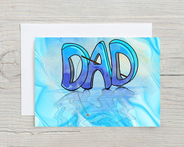 Fishing Dad, Personalised Glossy A5 Greetings Card, Happy Birthday Dad, Father's Day, Thank You Dad, Blank Inside