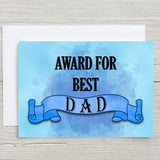 Best Dad Award, Personalised Glossy A5 Greetings Card, Happy Birthday Dad, Father's Day, Thank You Dad, Blank Inside