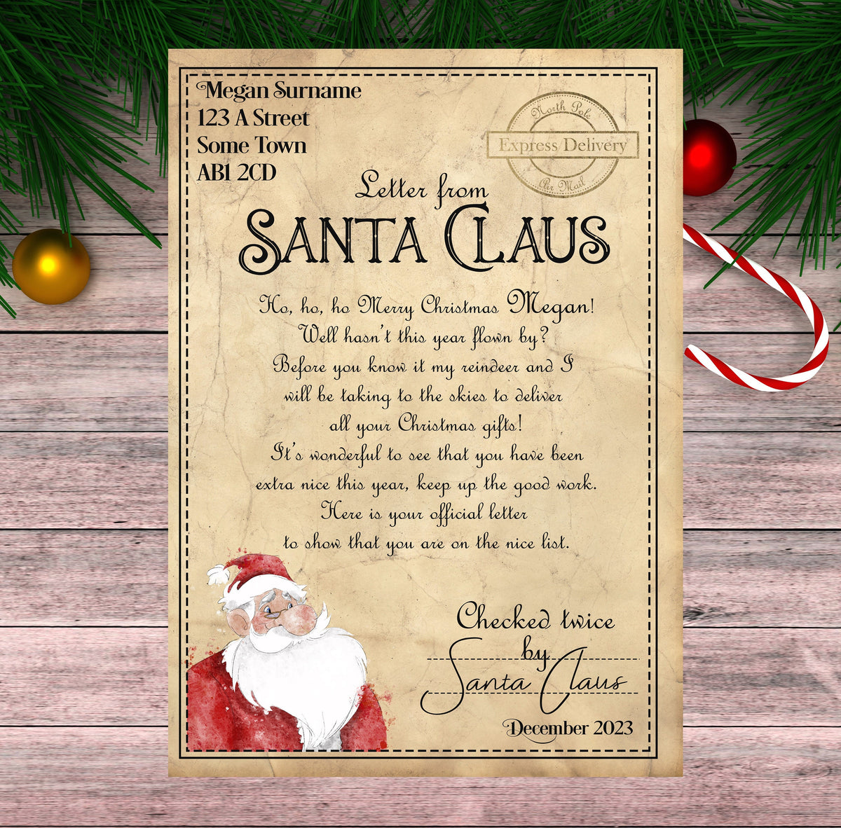 Christmas Letter from Santa Claus/Father Christmas + Good List Certificate Personalised Christmas