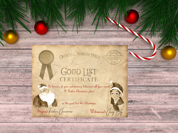 Christmas Letter from Santa Claus/Father Christmas + Good List Certificate Personalised Christmas