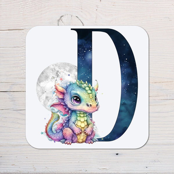 Dragon Colourful Initial Coaster Gift: ideal for kids