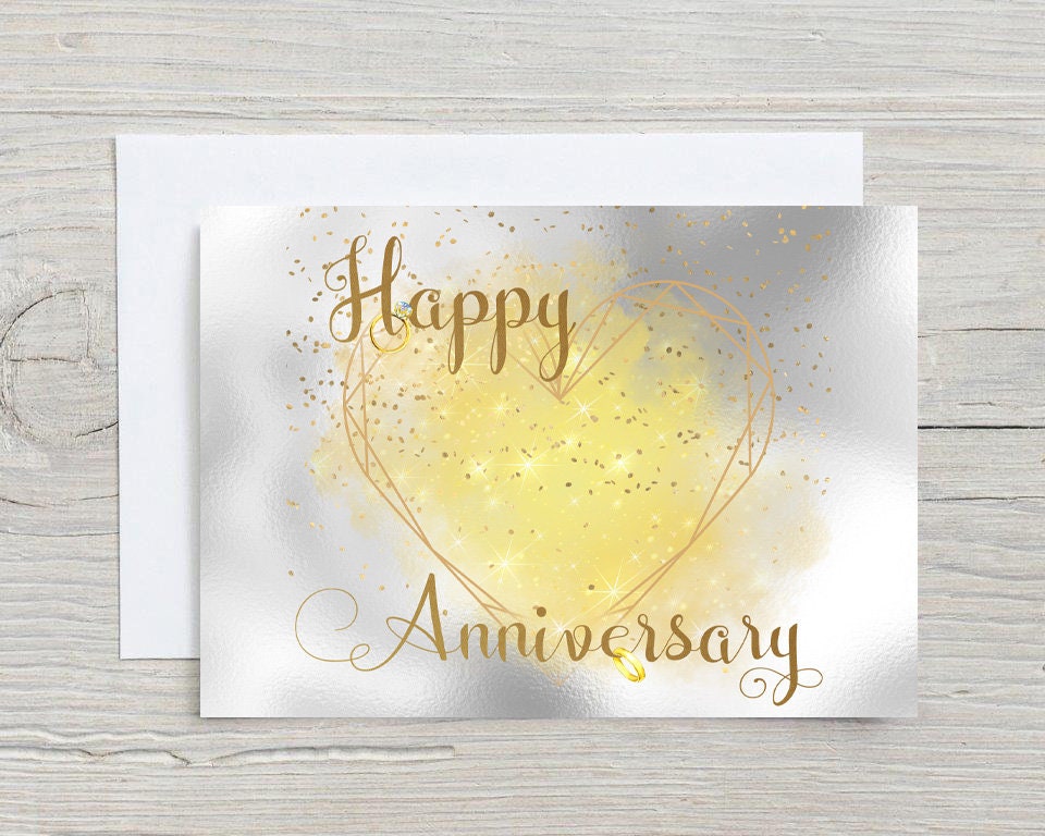 Golden Wedding Anniversary Greetings Card, can be personalised