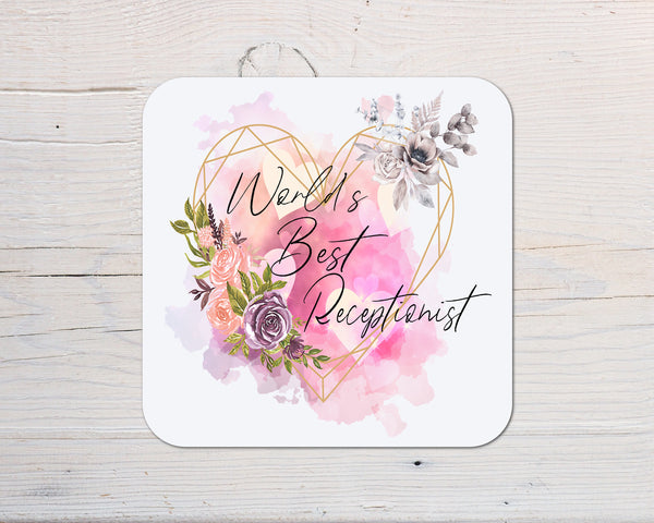 Best Receptionist Coaster Gift: can be personalised