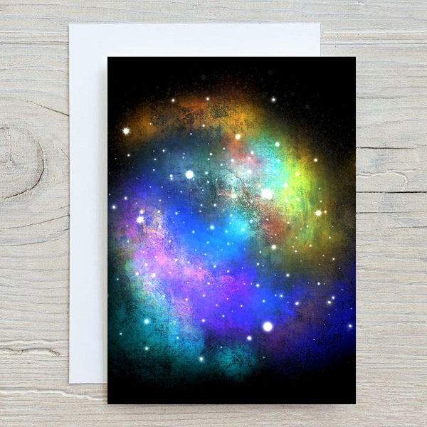 Galaxy Space Greetings Card can be personalised