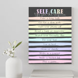 Self Care Motivational Glossy A4 Wall Print - for Bedrooms, Office, Study, Work - List of Motivational Sayings - Love Yourself